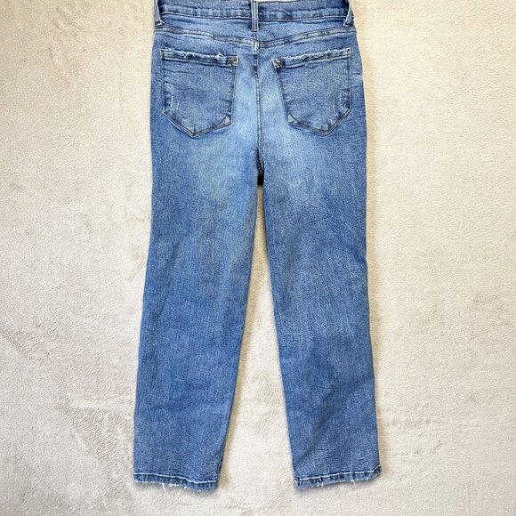 Kensie Jeans Womens 10 Blue Vintage Luxe The Straight Stretch Distressed Denim - Picture 9 of 9